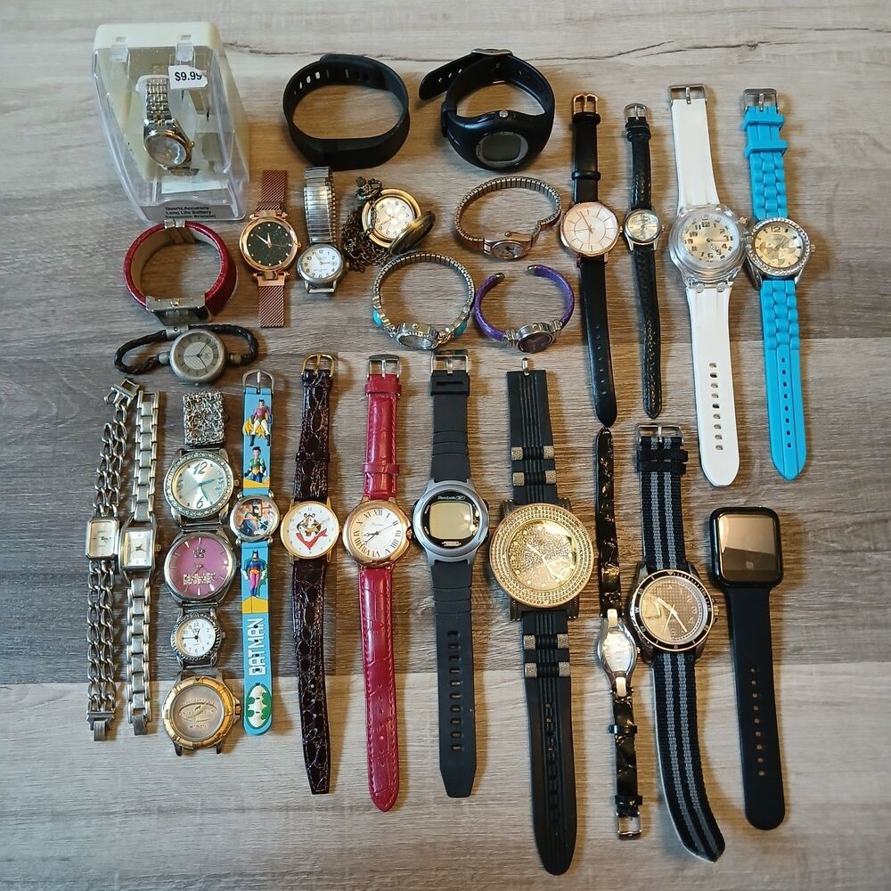 Huge Watch Lot of 25+ Mixed Brands Vintage & Modern Parts/Repair Untested-Box 7